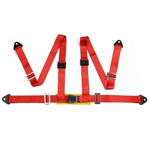 Red Seat Belt Racing Harness Competition Style 4 Point Snap-In 2" with Camlock - Picture 5 of 6