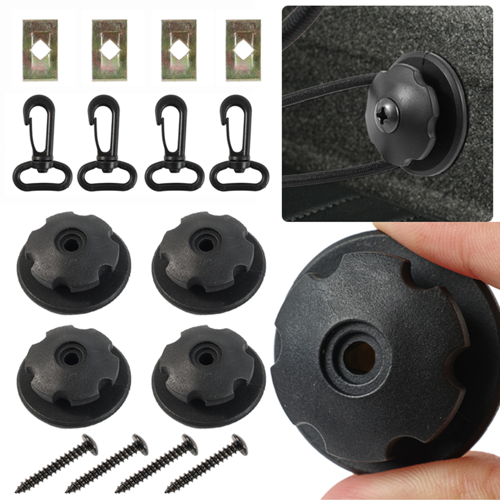 For Car Mesh Net Storage Cargo Hardware Kit Retaining Clip Anchors Screw Fixing
