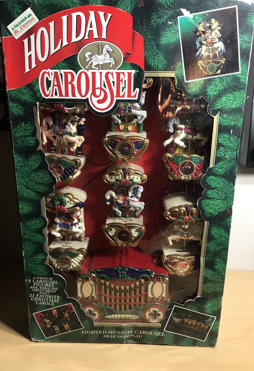 1992 Mr. Christmas Tree Musical Mechanical 21 Carols 6 Horse Light