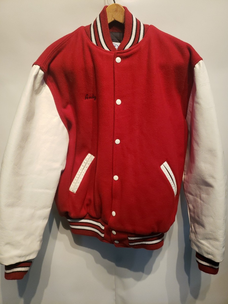 Vtg Alma Cardinals Andy Varsity Leather Letterman Football Jacket