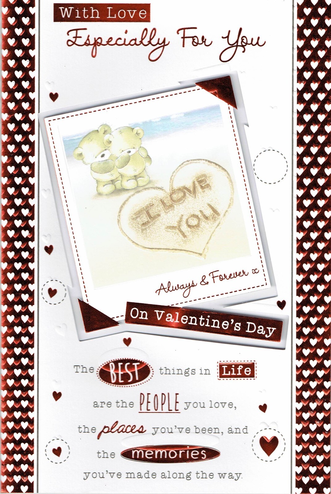 VALENTINE'S DAY CARD Quality Valentines with Lovely words ALWAYS AND FOREVER