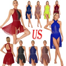 Women's Lyrical Dance Dress Cross Front Ruched Modern Dance Skirted Leotard