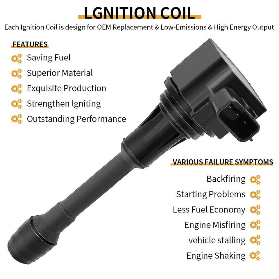 6 Ignition Coil & Iridium Spark Plug For 09-19 Nissan Altima Maxima 3.5 V6 UF550 - Image 3 of 4