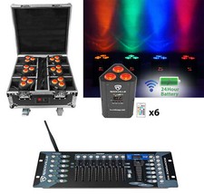 Rockville ROCKWEDGE PACKAGE BLACK 6 Battery Lights Case Wireless DMX Controller