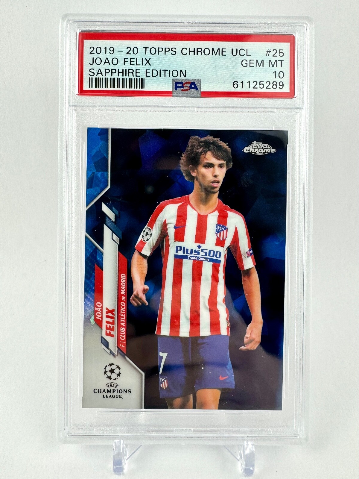 Joao Felix 2019-20 Topps Chrome Sapphire UEFA #25 Madrid Card Portugal PSA 10