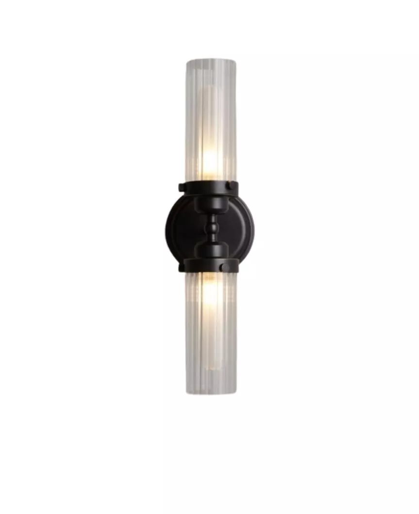 John Lewis Wall Light Ribbed Glass Double Arm Bathroom New Open Box