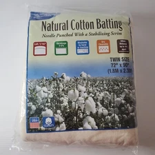 Pellon Natural Cotton Batting Twin Size Bed 72" x 90"Quilting Needle Punched New