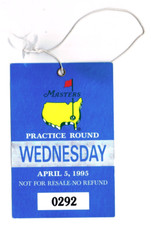RARE TIGER WOODS MASTERS DEBUT PRACTICE ROUND 3rd DAY FULL TICKET April 5, 1995