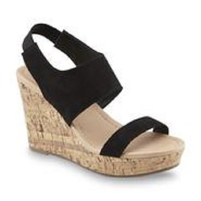 New Womens Size 9 Basic Editions Donja Black Wedge Sandal