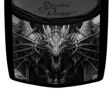 Royal Silver Roaring Dragon Scaly Hood Truck Wrap Vinyl Car Graphic Decal