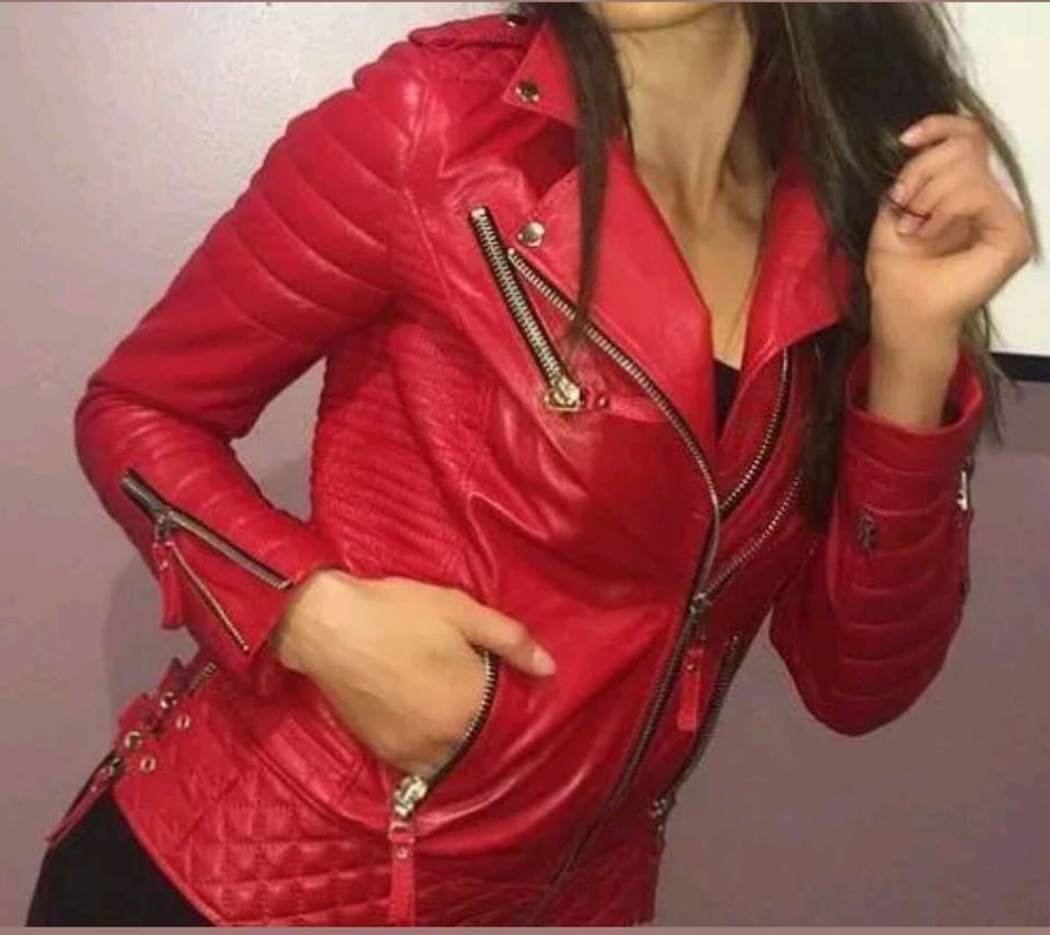 ALTRA Giacca in pelle moda donna donna trapuntata rossa matrimonio pelle di agnello designer moda