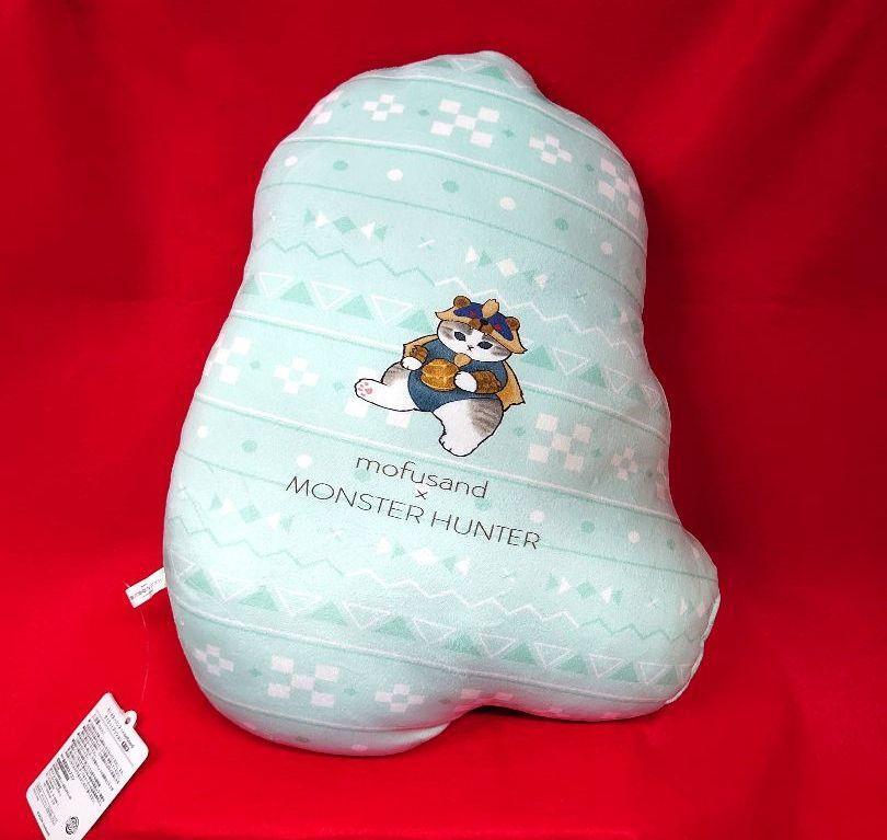 Mofusand Monster Hunter Arzuros Cat Die Cut Cushion Light Blue