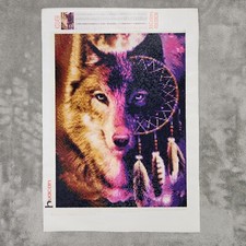 Completed 3D Diamond Painting Wall Art Shadow Wolf Dreamcatcher Decor