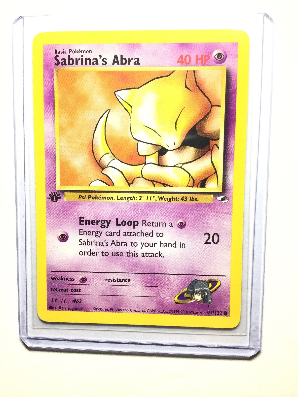 SABRINA’S ABRA - 1st Edition Gym Heroes  - 91/132 - Common - Pokemon - NM