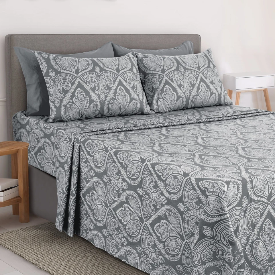 Deep Pocket 6 Piece Bed Sheets Set 1800 Series Luxury Comfort Paisley Sheet Set