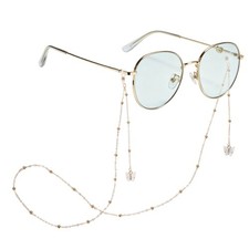 27.5Inch Eyeglass Chain, Butterfly Beaded Lanyard with Silicone Ring, White