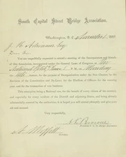Broadsheet / SOUTH CAPITOL STREET BRIDGE ASSOCIATION / WASHINGTON D.C Signed