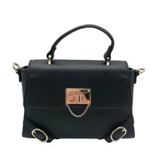 Madden Girl Black Faux Leather Top Handle Crossbody Bag