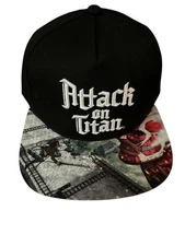 BIOWORLD ATTACK ON TITAN SUBLIMATED BILL ADJUSTABLE SNAPBACK HAT,BLACK, NWT