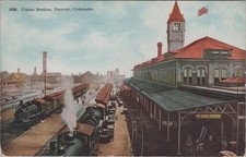 Union Station Denver Colorado CO Railroad Clock Tower Postcard