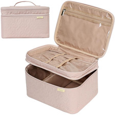 Large Double Layer Travel Makeup Bag Women, Cosmetic Case, Organizer for Travel-