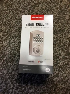 Kwikset SmartCode 260 Keypad Electronic Lock Deadbolt Keyed NEW (11B)stain nikel