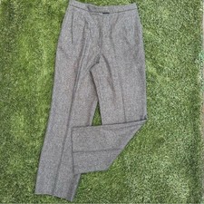 Kenzo Paris High Waisted Retro Tweed Twill Wool Blend Pleated Trouser Pants 10