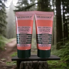 x2 MUDMASKY Pre + Probiotic Facial Mask Color Changing Clay 0.5 fl oz Sealed