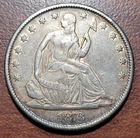 1873 Seated Liberty Half Dollar NO ARROWS Closed 3 VF+ Trace Luster Original