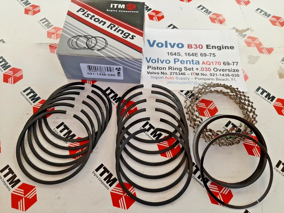 Pistones y anillos Volvo 164 69-73, Volvo Penta AQ170A, B, C +.030 de gran tamaño Foto 4 de 4