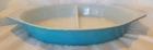 Vintage Pyrex Horizon BLUE Turquoise Blue Oval Divided Casserole 1.5 Quart
