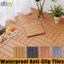 11 x WPC Garden Decking Floor Tiles Patio Interlocking Composite Boards 30x30cm