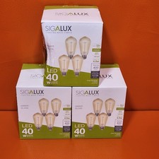Sigalux Vintage Edison Style Dimmable 40W Equivalent LED Light Bulb 4PK Lot of 3