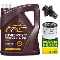 MotoröL Filter Set Mannol 5W30 5 Liter + Schraube FüR Ford C-Max Focus III Volvo