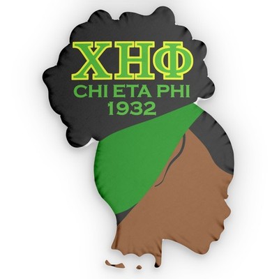 Custom Shaped Chi Eta Phi Soror Pillow with Pearls - Elegant Sorority Decor