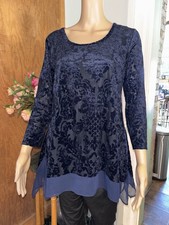 Simply Vera Vera Wang Navy Blue Velvet Damask Tunic Top M