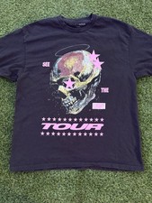 Fashion Nova Men's Large T-Shirt Black See The Light Tour Skull Star Graphic