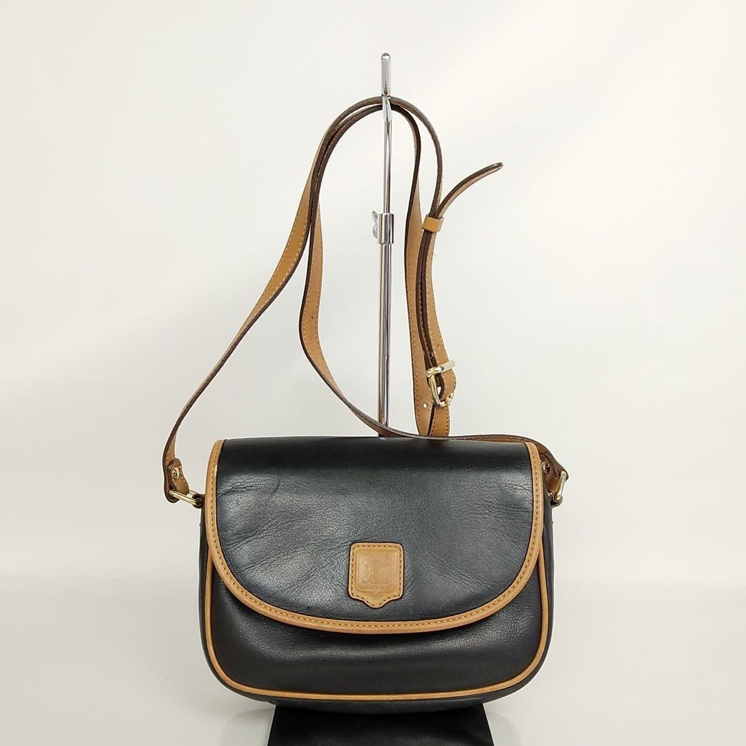 Celine Triomphe Black Leather Shoulder Bag 2502-133
