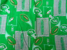 Vintage Cotton Print Fabric FOOTBALL NFL Helmet Ball Field Sport USA 64