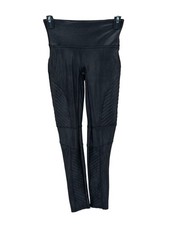 Spanx Leggings Womens Small Black Faux Leather Moto Ankle Slimming Grunge Edgy