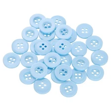 30pcs 20L Sewing Buttons 1/2" Resin Round Flat 4-Hole Craft Buttons, Light Blue