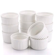 Foraineam Set of 12 Porcelain Ramekins Bakeware 120ml White Baking Cup Oven Safe