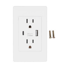 Dual Wall Outlet with USB Ports Charger AC Power Receptacle Plate Panel 15A 120V