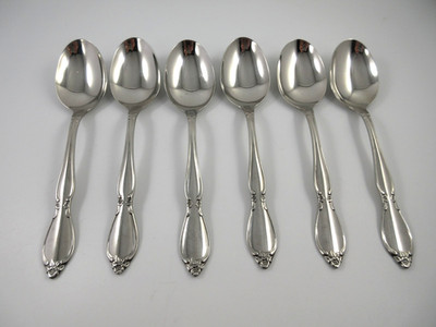 Oneida Community CHATELAINE 6 Soup Spoons Glossy Stainless Steel Flatware