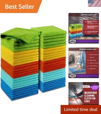 Durable 50PK Microfiber Cloths - Ultra-Soft & Absorbent for All Cleaning Tasks