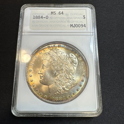 1884-O Morgan Silver Dollar $1 ANA MS64 Soapbox Beautiful Rainbow Toning Gem!