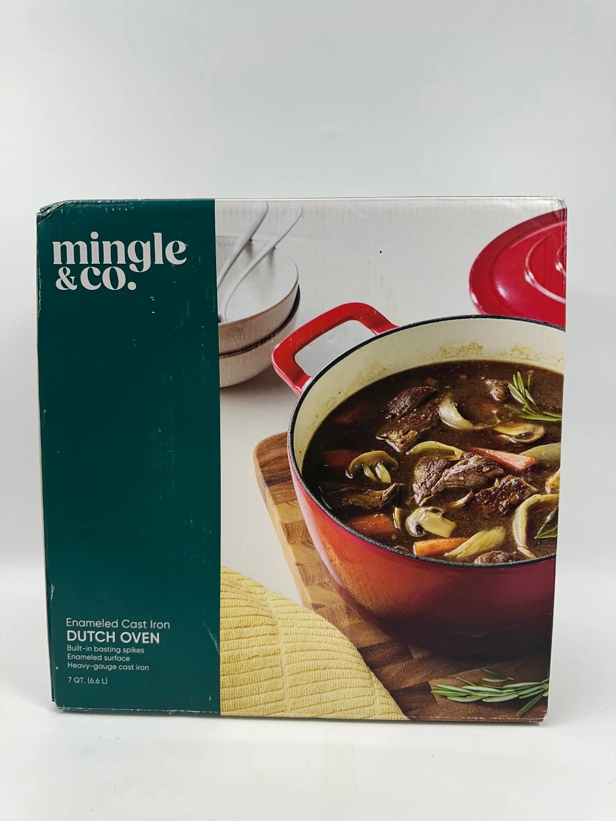 Mingle & Co 7qt Enameled Cast Iron Dutch Oven Pan Cooking Pot w/ Lid