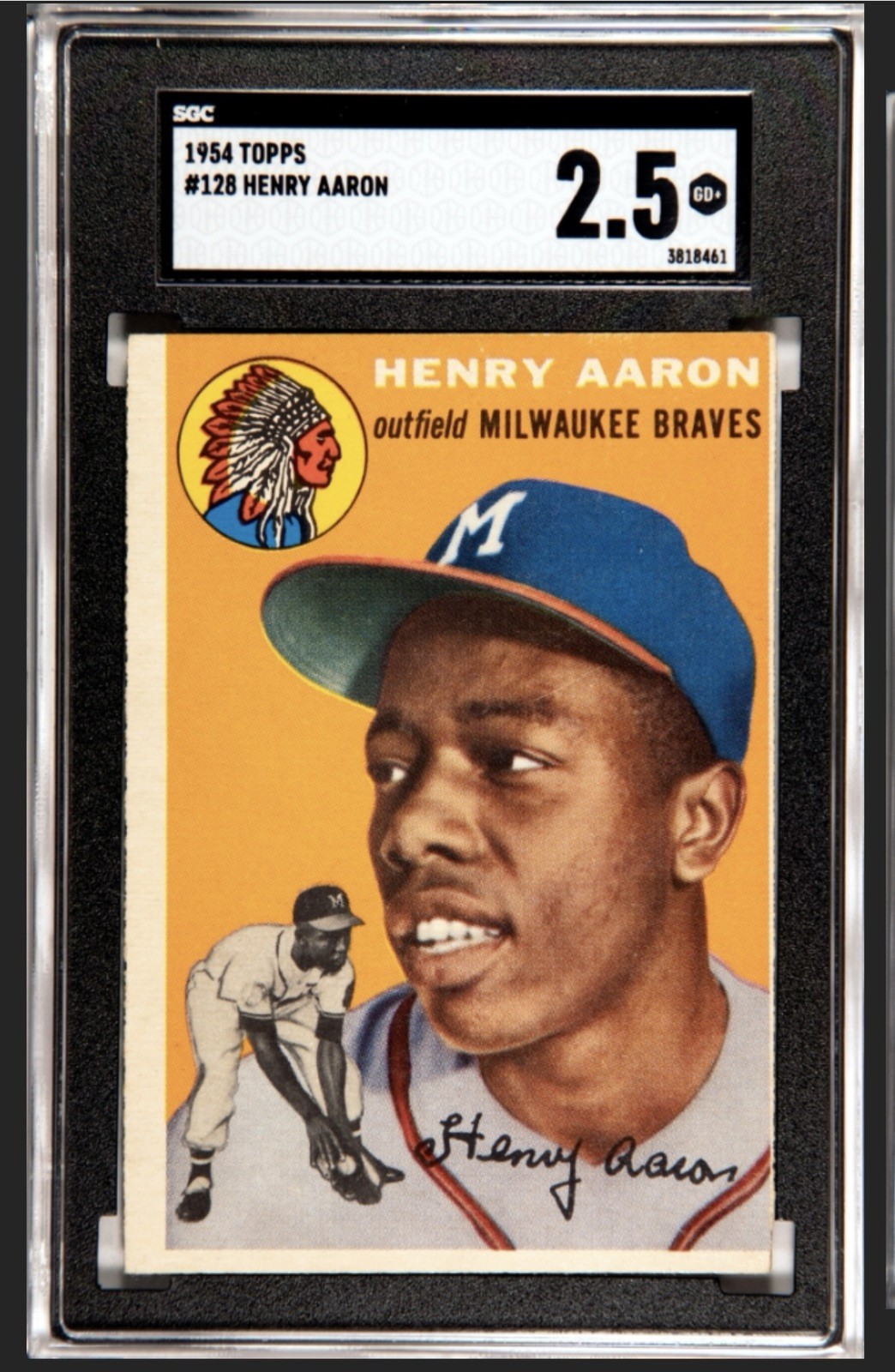HANK AARON 1954 Topps Baseball #128 RC Rookie Card SGC 2.5 MILWAUKEE BRAVES HOF