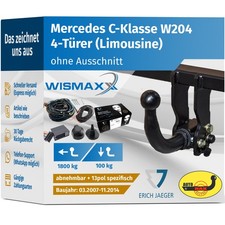 ANHÄNGERKUPPLUNG abnehmbar für Mercedes C-Klasse W204 07-14 +13pol E-Satz ErichJ