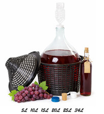 Weinballon + Kunststoffkorb + Gummistopfen+ Gärröhrchen, Glasballon, Gärballon